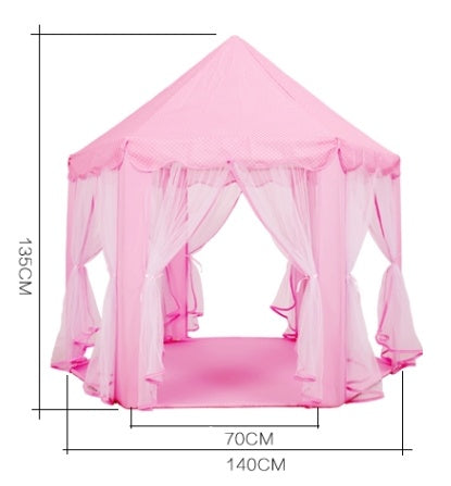 キャッスル型キッズテント ピンク サイズ寸法イメージ 図解（白背景）
