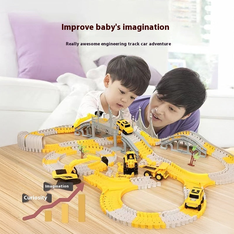 レールを組み立てたコースの俯瞰写真
