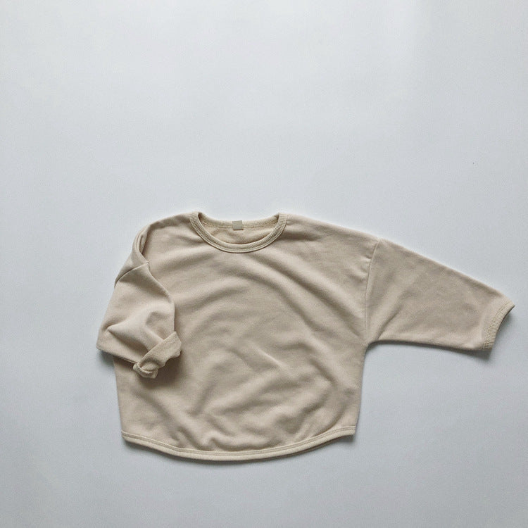 やわらかニットでさらっと快適 子ども長袖トレーナー 無地カラートップス コットンニット 80–130cm Lumisei Prime