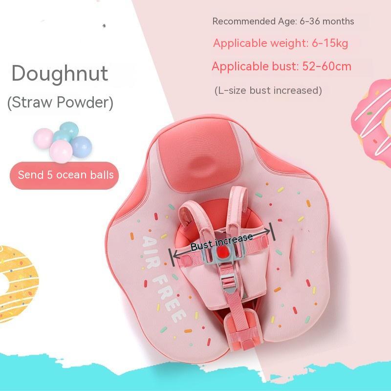 空気入れ不要 ドーナツ型ベビースイムフロート｜40°転倒防止・安全ベルト付き（3〜36ヶ月）