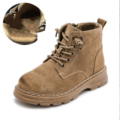 通園もお出かけもかっこよく決まる キッズ本革風マーティンブーツ 豚革・牛革アッパー 暖かインソール 16.3〜25cm