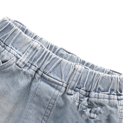 ウエストゴム仕様のキッズコットンパンツ全体画像
