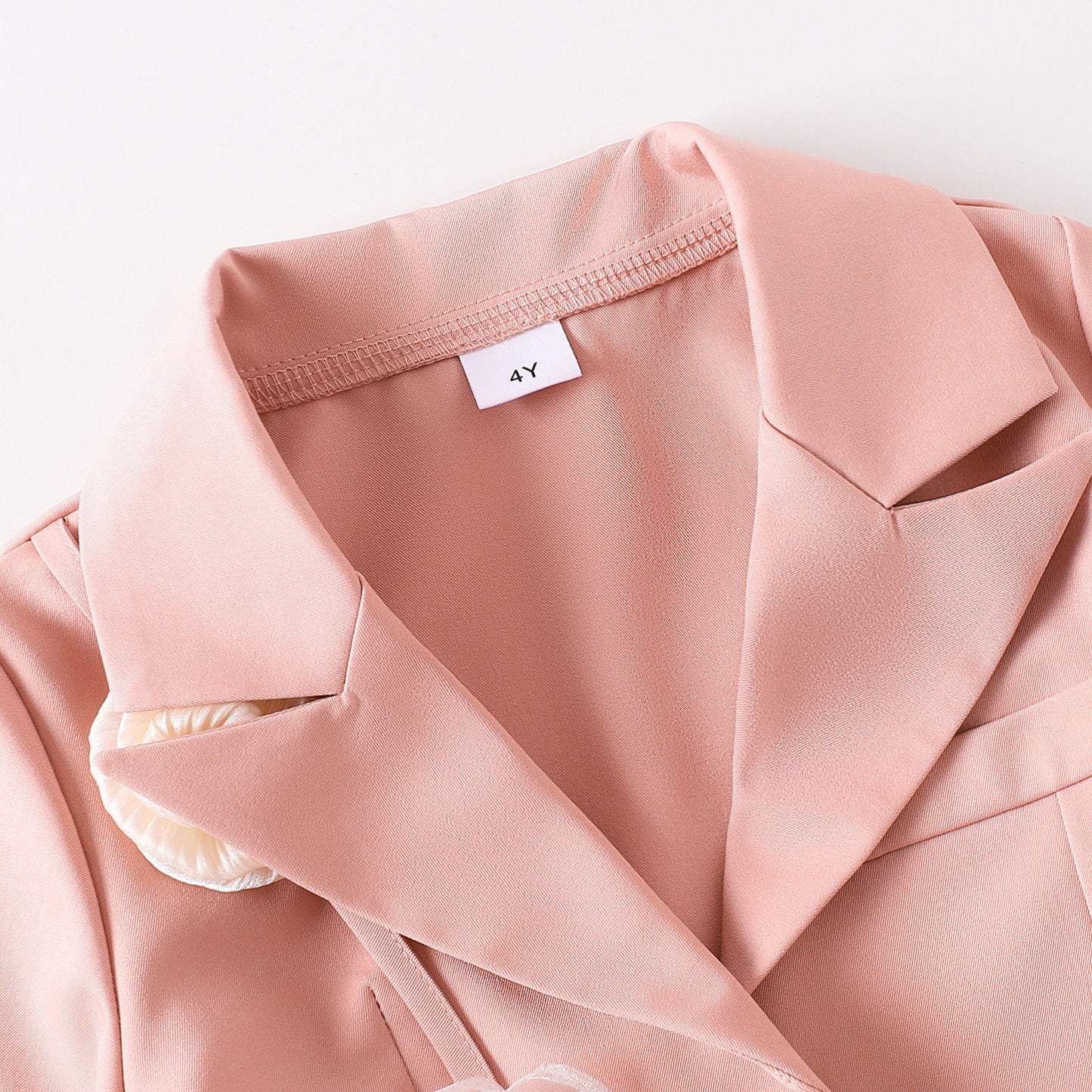 きちんと可愛くおしゃれ見えする 女の子襟付き長袖トップス＆ロングパンツ2点セット フラワーモチーフ コットン素材 ピンク 90〜140cm