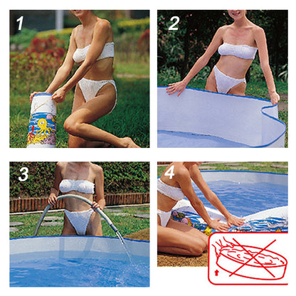 折りたたみ式 ハードキッズプール アクアリウム柄 PVC ブルー 297L・454L・280L・435L（屋外水あそび用）