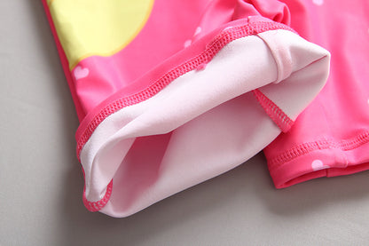 キッズ長袖ラッシュガード水着 ピンク・レッド 前開きファスナー 90・100・110・120・130cm ポリエステル100% サンスクリーンスイムウェア