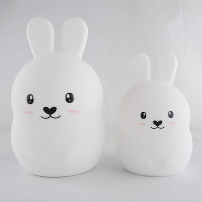HappyとSmileの2種類が並んだうさぎシリコンLED常夜灯
