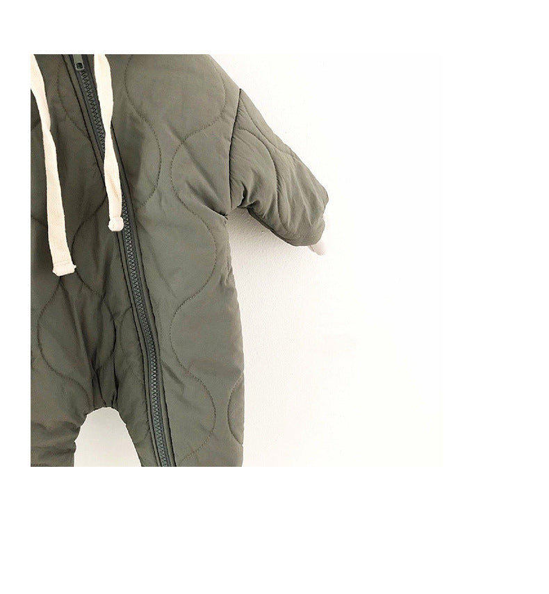 あったかキルティングで外出も安心 ベビー長袖フード付きカバーオール コットン100% 66–90cm Lumisei Prime