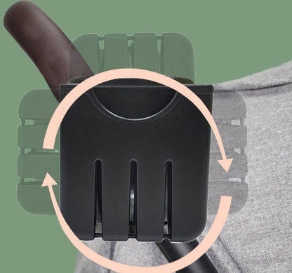 ベビーカーカップホルダー スマホホルダー一体型｜ABSクランプ固定 ドリンク対応（ブラック・2カラー）