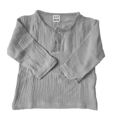 さらっと汗を逃がして快適に過ごせる 子ども長袖Tシャツ 無地デザイン コットンリネン 80–130cm Lumisei Prime