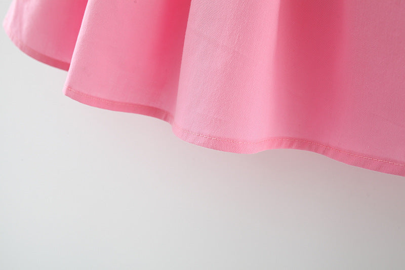 ふんわりティアードとチェック花モチーフが可憐に映える 女の子サスペンダーワンピース コットン素材 73~100cm