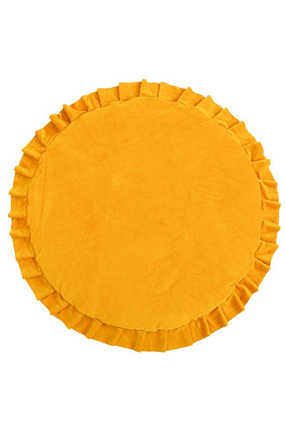 ゴールデンカラーの円形ラウンドベビープレイマット 床遊びスペースに使いやすいコットンマット
