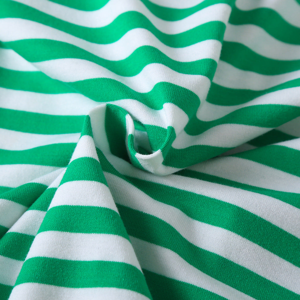 おむつ替えもスムーズで快適 子ども長袖カバーオール グリーンボーダー きりんアップリケ コットン混 60〜90cm