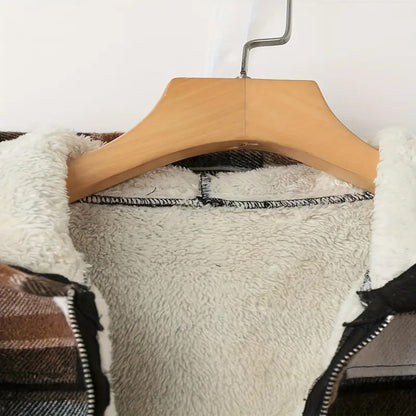 エレガントチェック柄フード付きレディースジャケット 軽量フルジップ 秋冬向け 洗練シルエット | Elegant Plaid Hooded Women’s Jacket Lightweight Full-Zip Coat Lumisei Prime