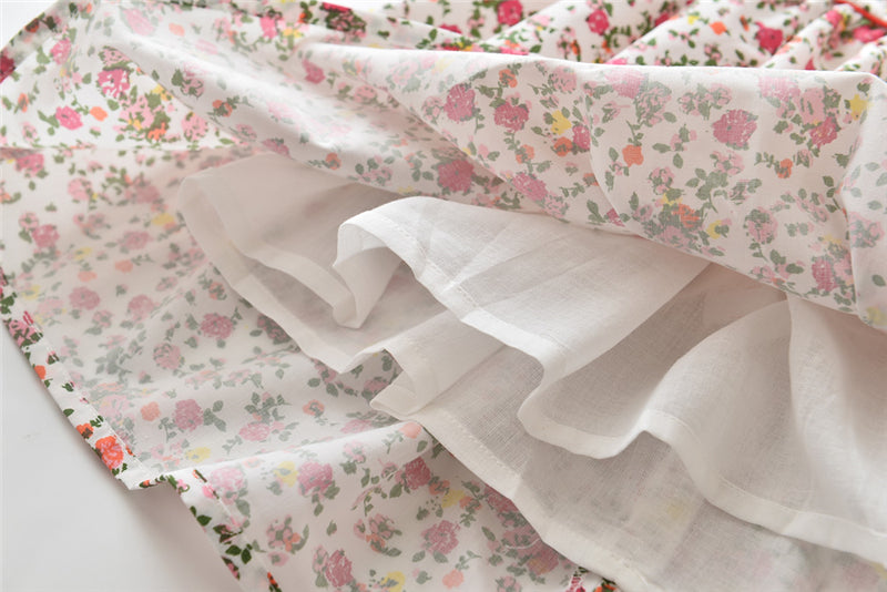 上品な襟付きでおすましコーデが完成する 女の子フリル袖ワンピース 小花柄 コットン カジュアル 110~120cm