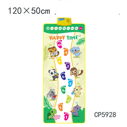 120×50cmの縦長音楽マット 図柄が並ぶカラフルプレイマットデザイン
