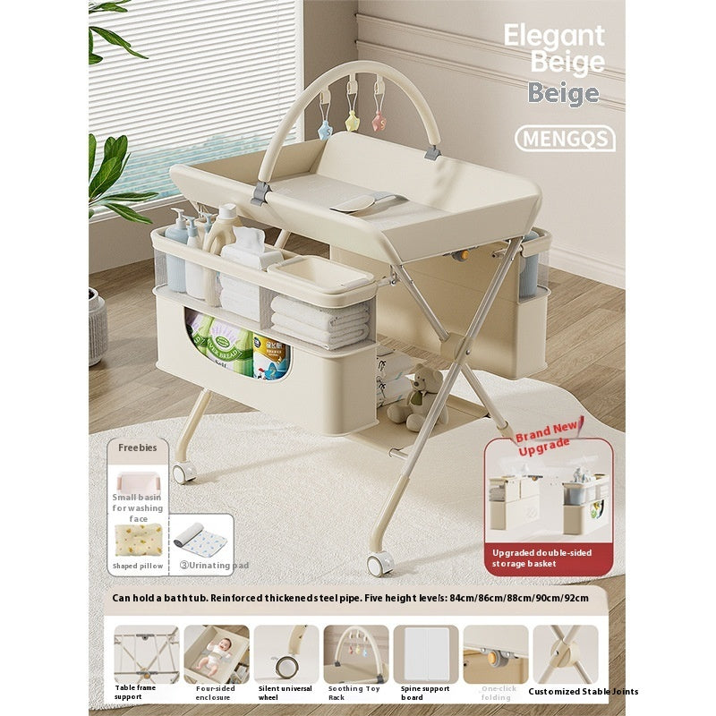 グリーンカラーの高さ調節可能なおむつ交換台
