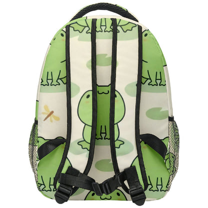 小学5〜6年生向け カエル柄プリント通学バックパック エアクッションベルトで負担を軽減