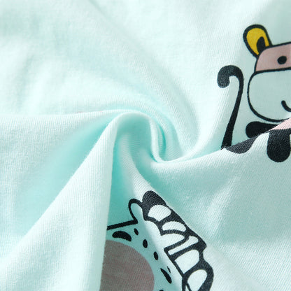 おうち時間がもっと快適になる 子ども前開き半袖パジャマ上下セット アニマルプリント コットン素材 3~8歳向け