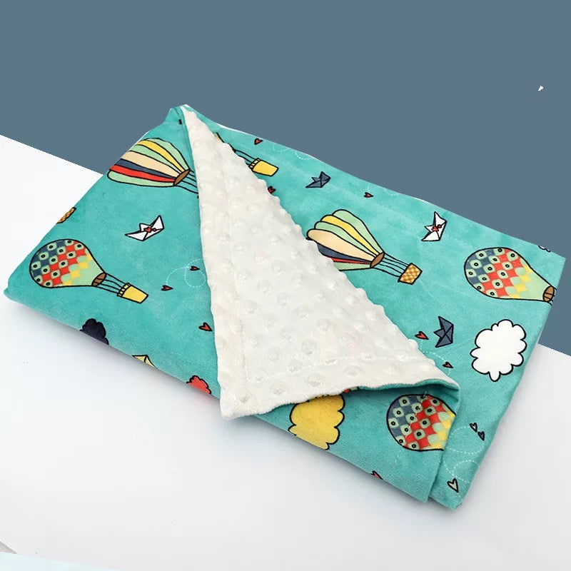 フランネル×フォームフリース ベビーブランケット ききゅう柄でふんわり可愛い（お昼寝ブランケット）
