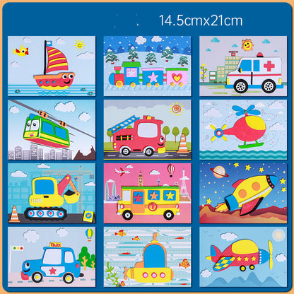 EVA立体3Dステッカー工作キット 乗り物デザイン 幼児向けDIY 立体シールアクティビティ
