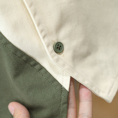 コットン混紡生地の男の子長袖シャツ＆パンツ無地セットアップ
