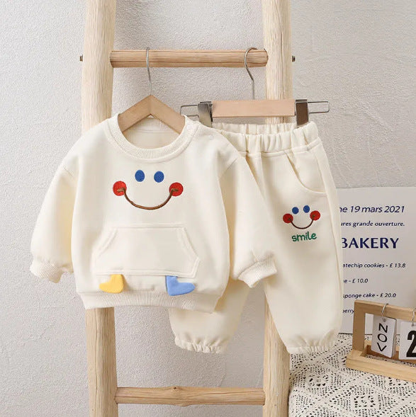 ベージュカラーのカートゥーン柄トップスセット
