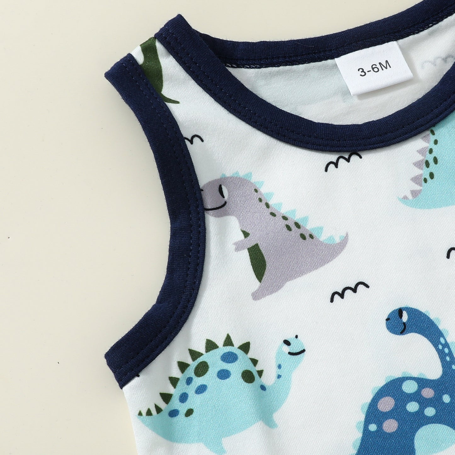 元気いっぱいに映える 男の子恐竜柄タンクトップ＆ショートパンツ2点セット コットン素材 ノースリーブ 3〜6ヶ月〜2〜3歳