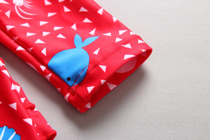 キッズ長袖ラッシュガード水着 ピンク・レッド 前開きファスナー 90・100・110・120・130cm ポリエステル100% サンスクリーンスイムウェア