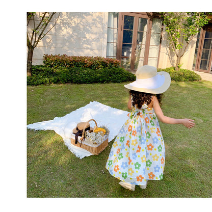 カラフル花柄で夏のおでかけが軽やかに決まる 女の子ノースリーブワンピース コットン 100~130cm