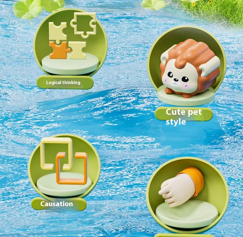 Qペット収納ボックス 操作パーツの詳細アップ 押す・動かす遊び
