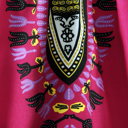 ぱっと華やぐカラフル柄でおしゃれ見えする 女の子ジャンパースカート ボヘミアンプリント シャーリングデザイン ポリエステル70% 90~130cm