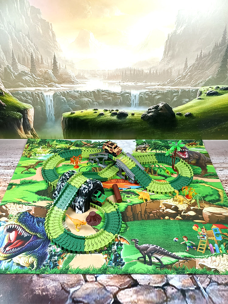 カモフラージュ柄のレールカーとグリーンレールカーを横から撮影した画像
