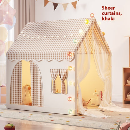 プリンセスキャッスル型キッズテント カーキ メッシュカーテン 室内テント
