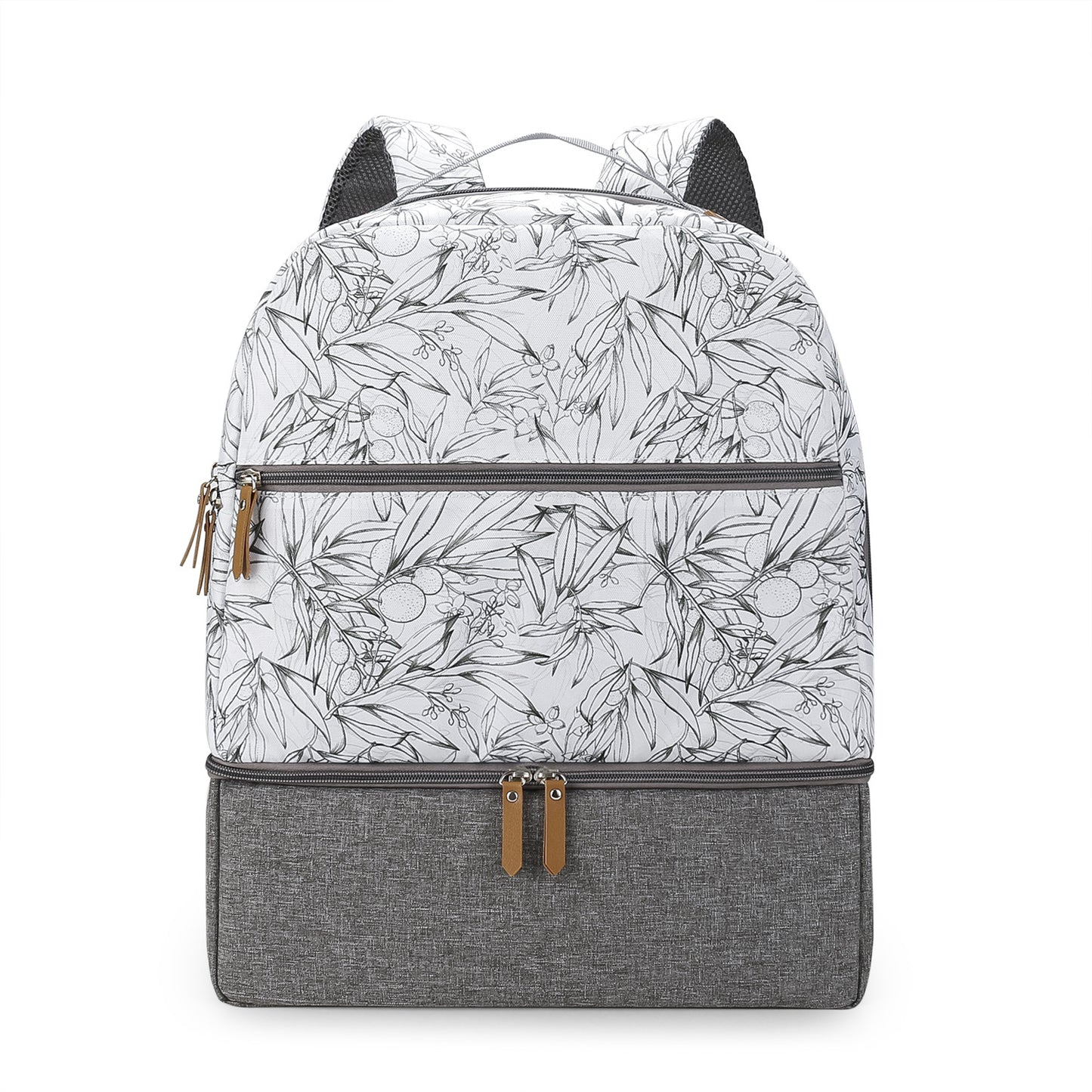 保冷ポケット付きおむつリュック｜ベビーカー取付ストラップ対応 防水オックスフォード 乾湿分離 34×15×44cm