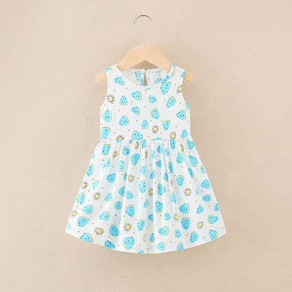 毎日のおしゃれがもっと楽しくなる 女の子Aラインワンピース アニマルプリント コットン ノースリーブ 90〜130cm