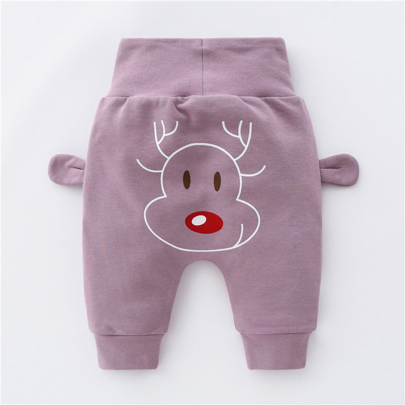 パープルのベビーハイウエストパンツはトレンド感のある優しい色合い
