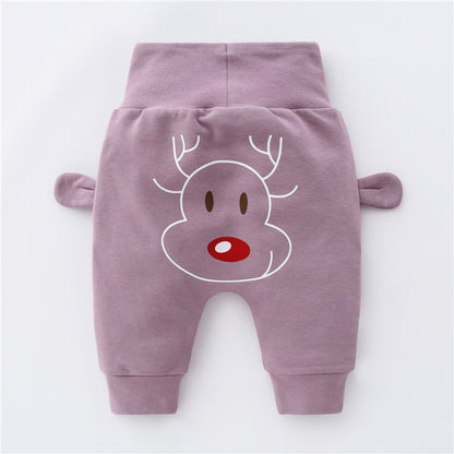 パープルのベビーハイウエストパンツはトレンド感のある優しい色合い
