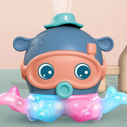 やさしいライトと一緒にボールが浮かぶタコさんおもちゃ
