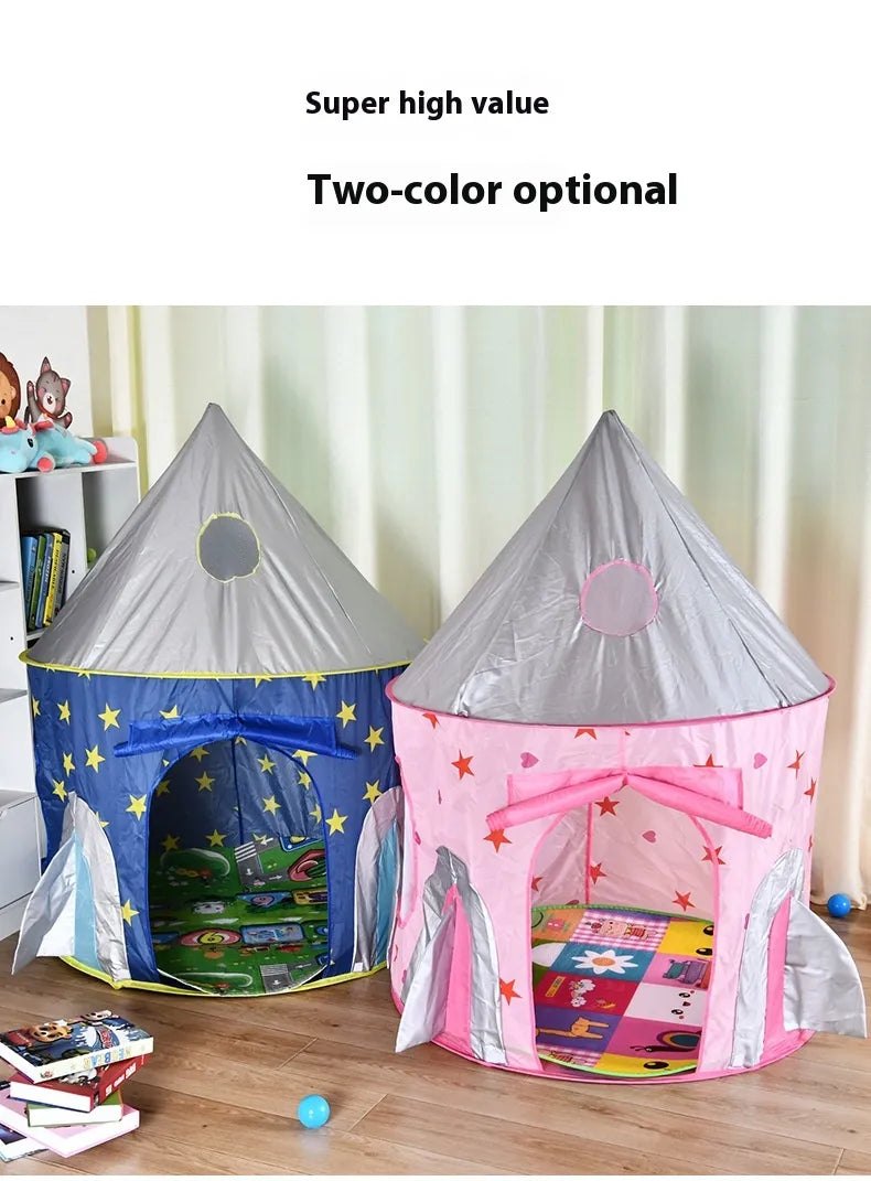 キッズキャッスルテント ブルーとピンク 室内設置比較イメージ

