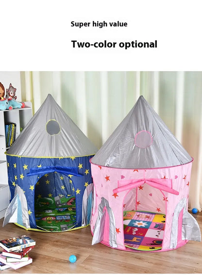 キッズキャッスルテント ブルーとピンク 室内設置比較イメージ
