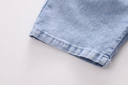 さらっと快適に動ける 男の子夏用半袖Tシャツ＆ショートパンツ上下セット ボーダー×サメプリント コットン素材 80~120cm