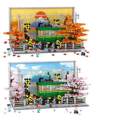 四季の鎌倉トレインブロックセット完成ジオラマ画像
