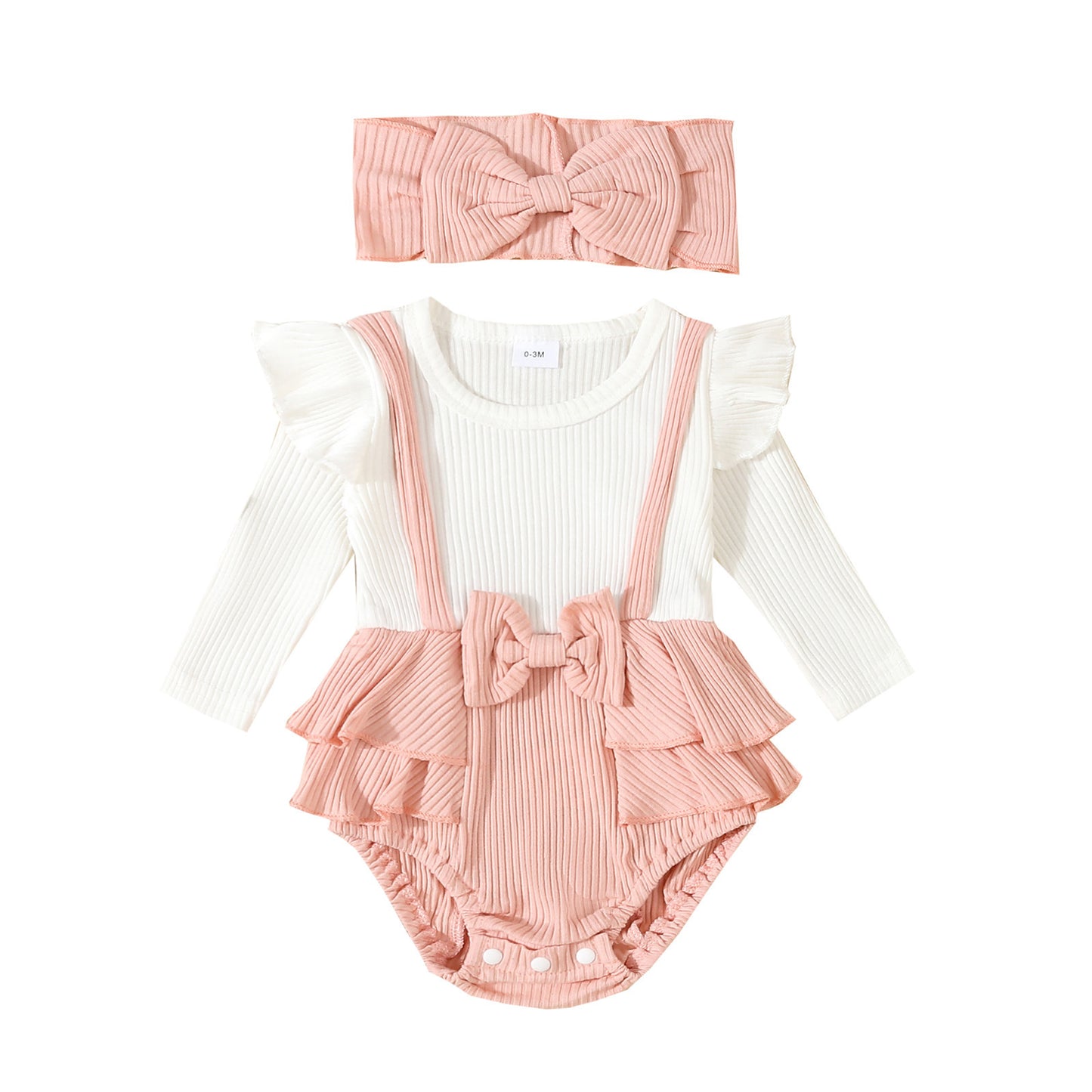 パープルの長袖ベビーロンパース
