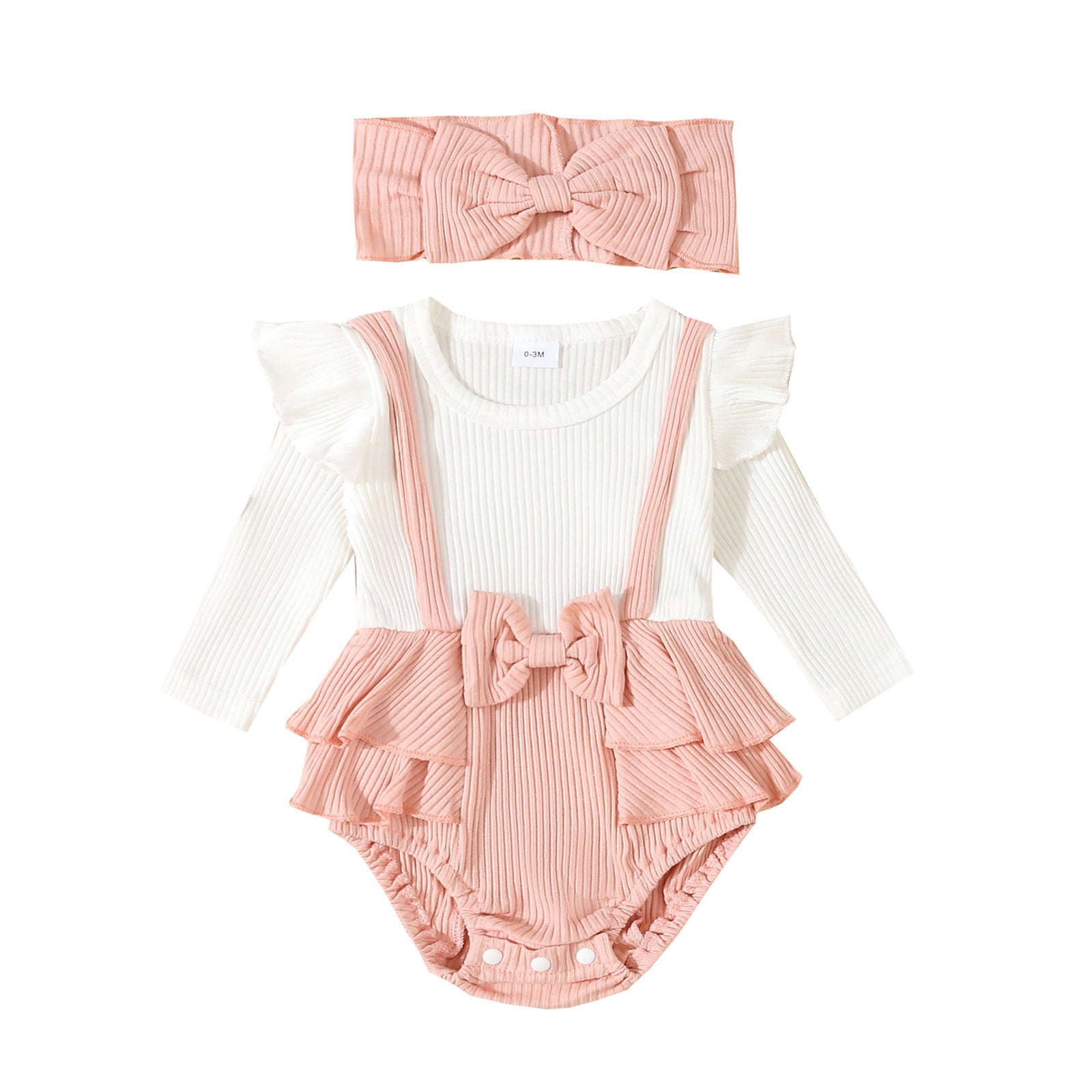 パープルの長袖ベビーロンパース
