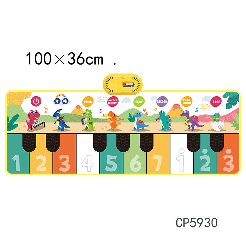 100×36cmの知育音楽マット 数字と鍵盤が並ぶカラフルピアノプレイマット
