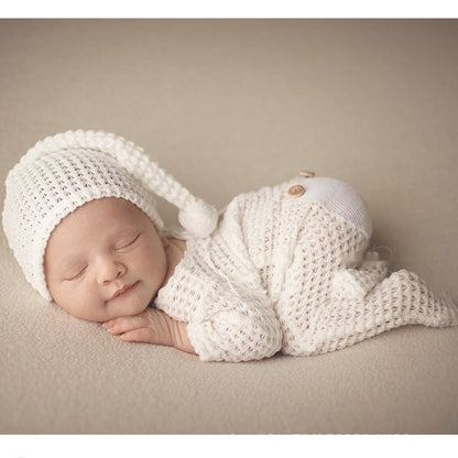 新生児フォト用ニットロンパース｜スパンデックス素材・伸縮性抜群・柔らかタッチ・男女兼用 | Newborn Photography Knit Romper | Soft Stretch Spandex Fabric, Gentle Touch, Unisex