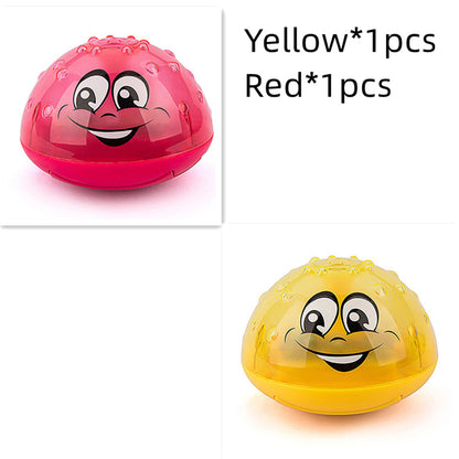 お風呂場の縁に置かれた状態の光るウォーターライトトイ
