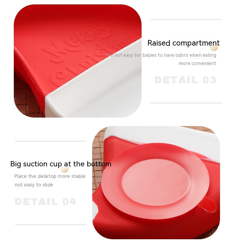 吸盤付き クリスマスハット シリコンベビー食器セット 6ヶ月以上｜304ステンレススプーン・フォーク＆調節ビブ BPAフリー 電子レンジ・食洗機対応