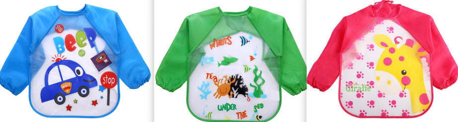 ベビー防水お食事エプロン | Long Sleeve Waterproof Baby Bib Apron Painting Gown Lumisei Prime