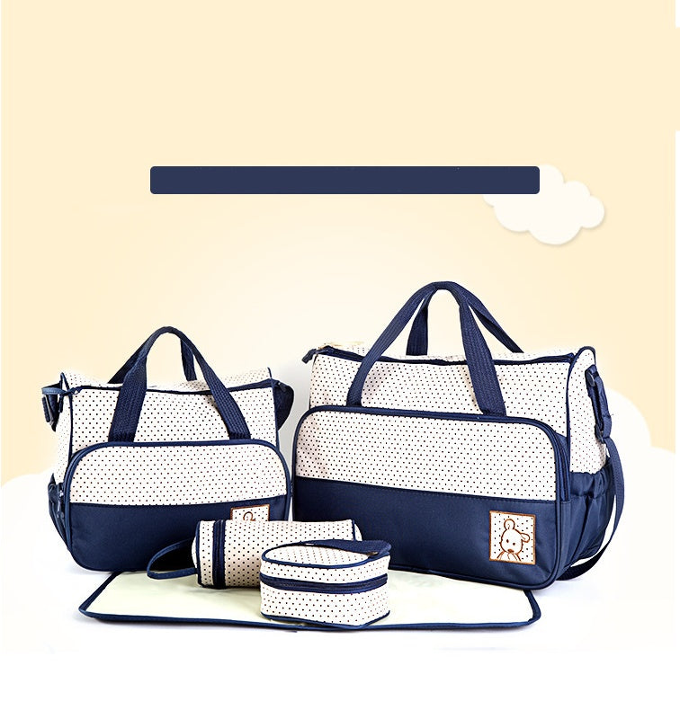 ママバッグに最適｜防水オックスフォード 大容量マザーズバッグ5点セット（ショルダー対応）